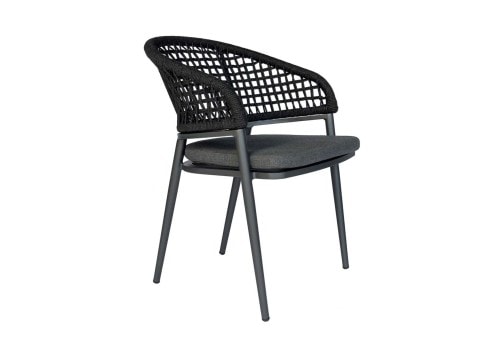 DOMO Home: Jack Dining Armchair Black rope with Charcoal frame and Olefin seat cushion