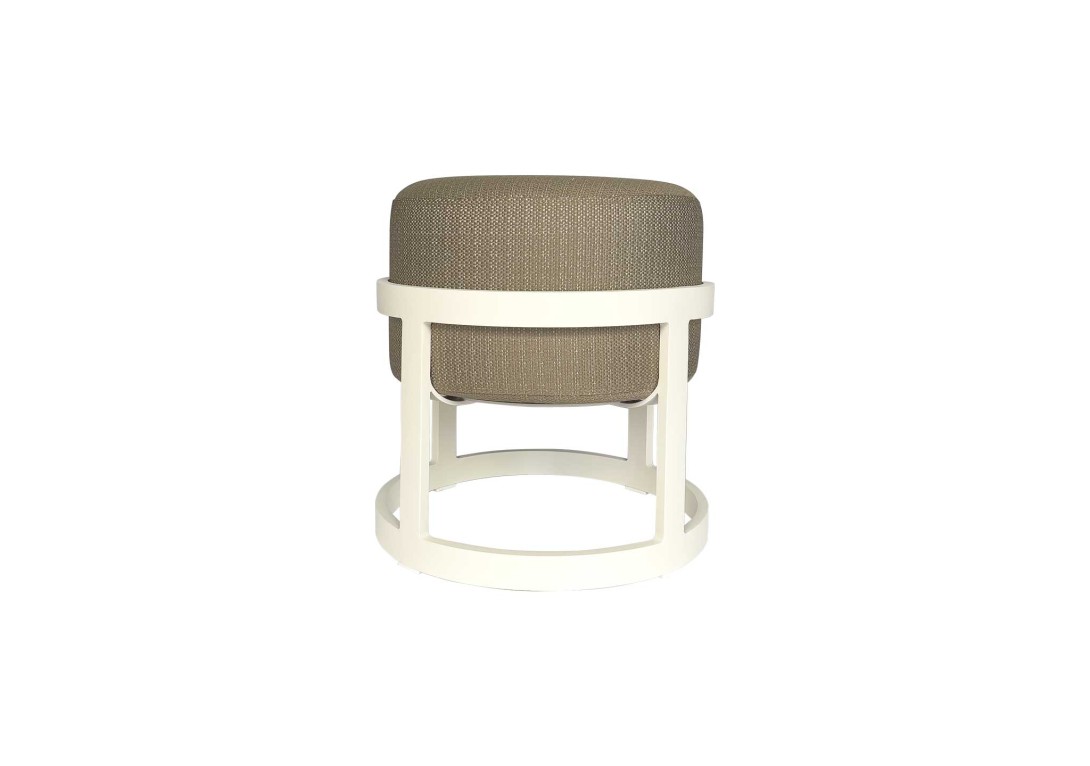 DOMO Home: Totem Set - 2 Stools with Coffee Table in White with Sunproof Fontelia  164 upholstery