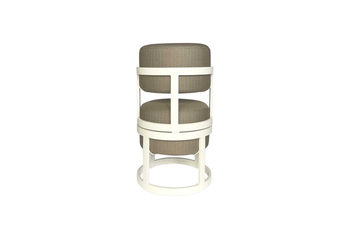 DOMO Home: Totem Set - 2 Stools with Coffee Table in White with Sunproof Fontelia  164 upholstery