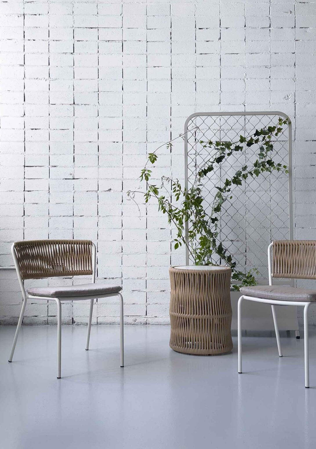 Weave Dining Chair and Side Table Point Branch Alu Screen Kun Design