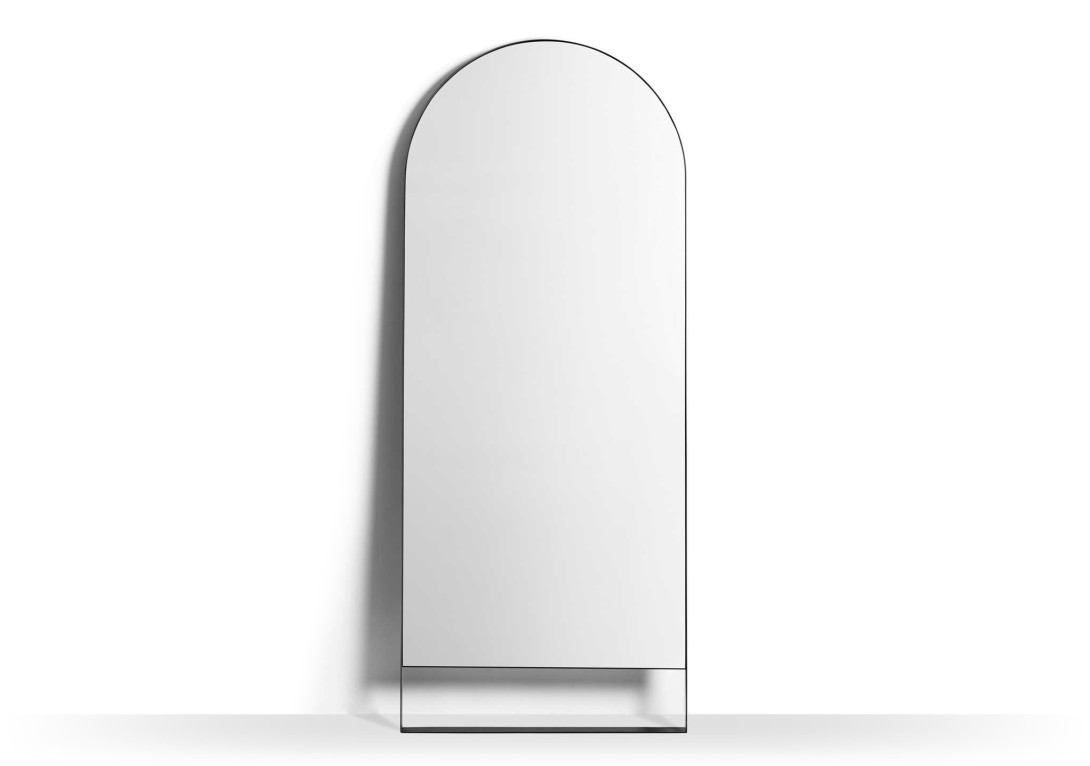 Biasol: Tondo Freestanding Mirror in Black Ace Flat. 2200H 900W.