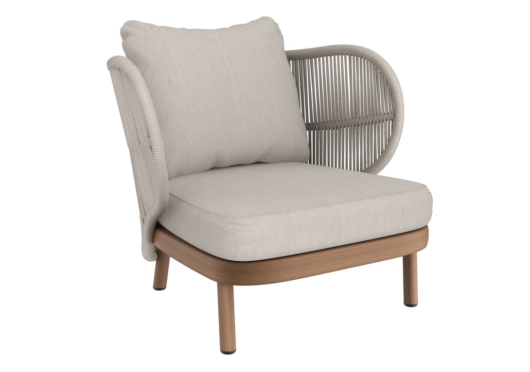 Kun Design Jumbo Lounge Chair: Teak Look Aluminium Legs / Sand / Sand