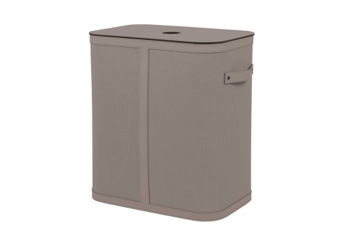 Roda Tall Rectangular Laundry Basket Pinetti in Leather Taupe