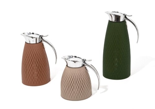Pinetti: Style Leather Covered Carafe in 300ml Taupe, 600ml Camel, 1000ml Hunter Green.