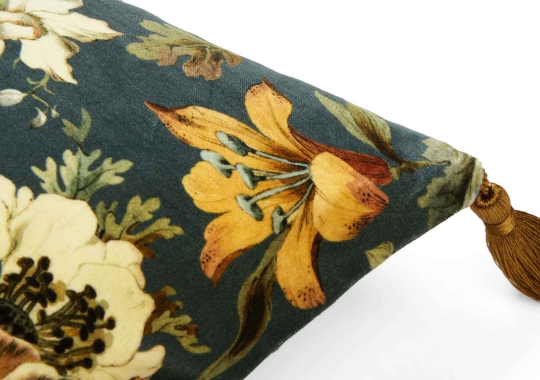 Avalon Medium Velvet Cushion Petrol House of Hackney