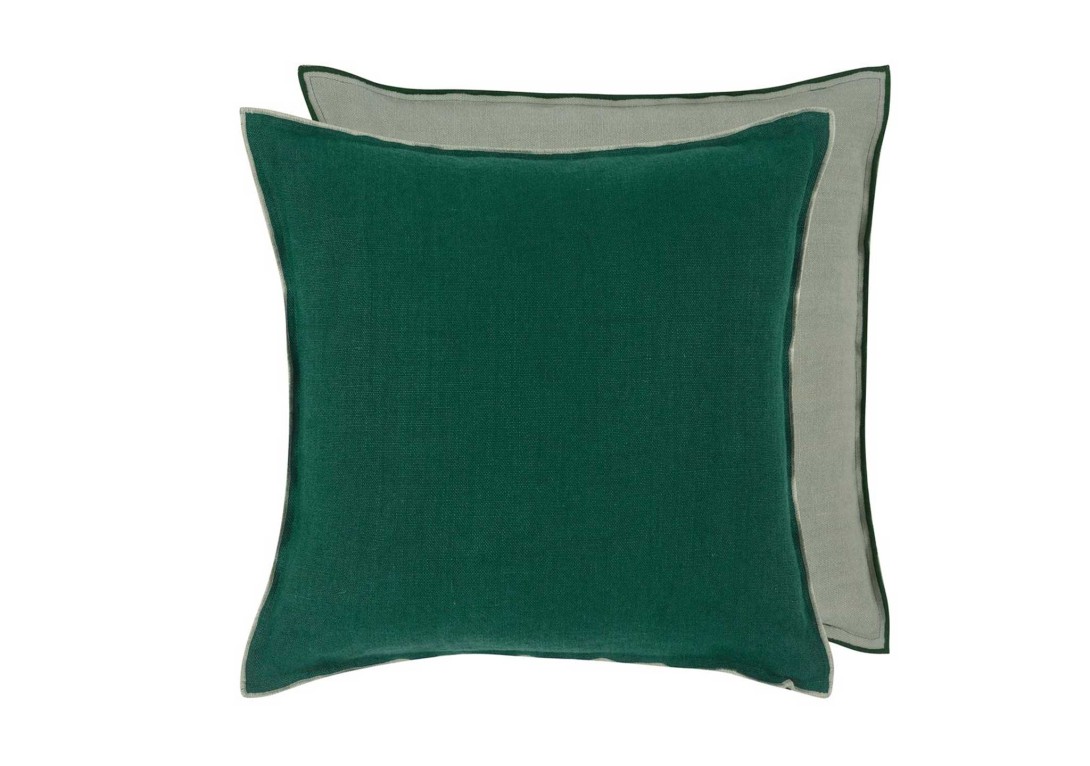 Brera Lino Ivy and Jade Linen Cushion Designers Guild