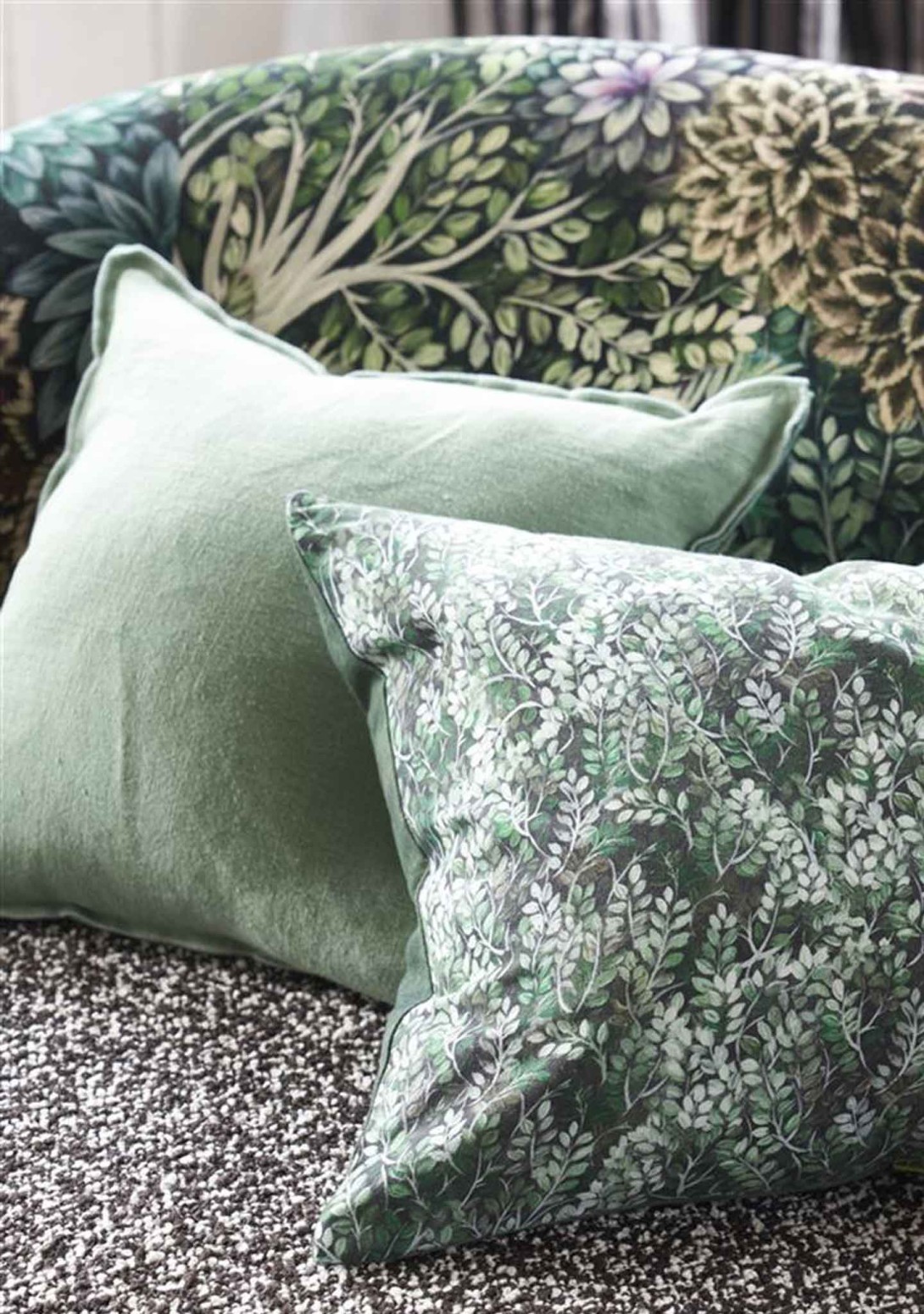 Brera Lino Ivy and Jade Linen Cushion Designers Guild