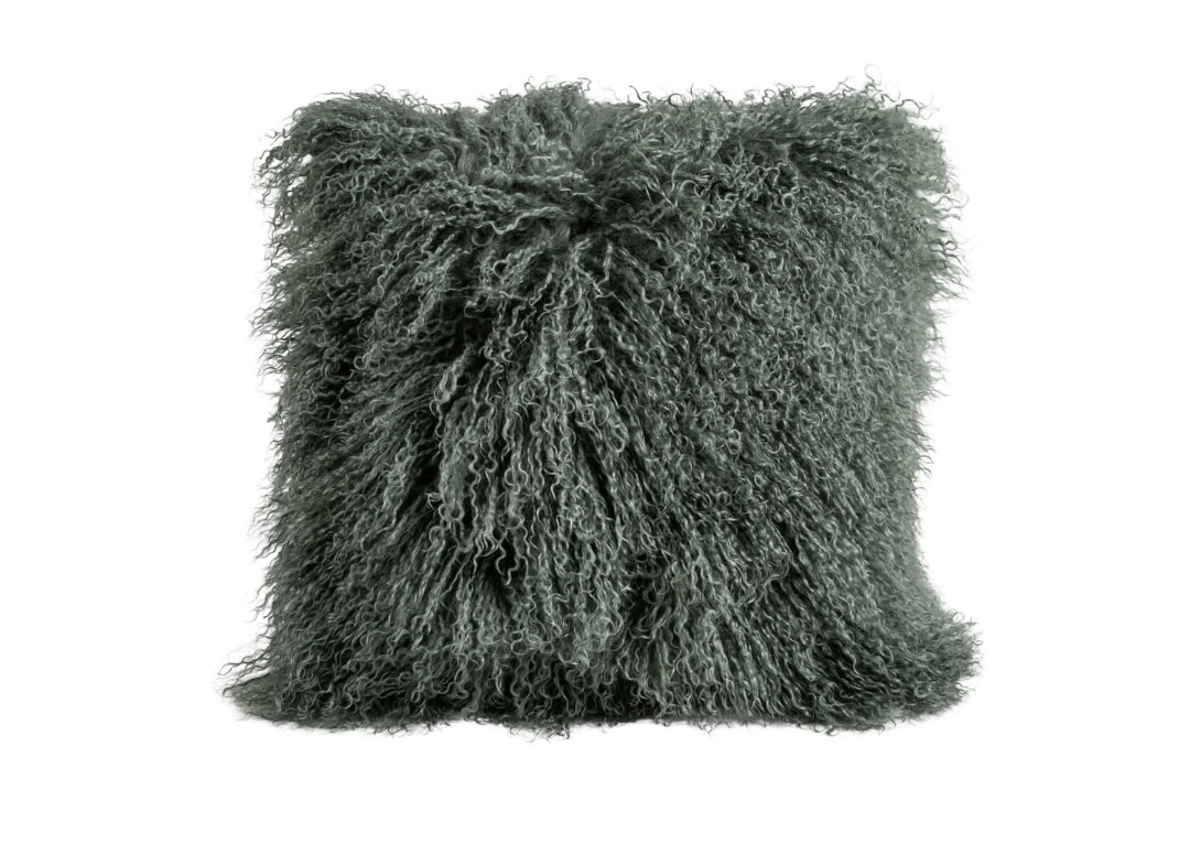 Fibre by Auskin: Tibetan Sheepskin Square Cushion in Evergreen