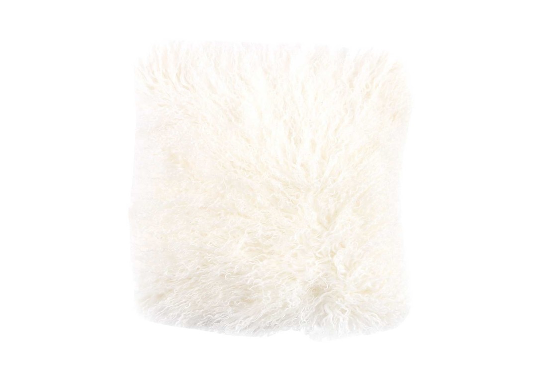 Tibetan Sheepskin Square Cushion Ivory Fibre