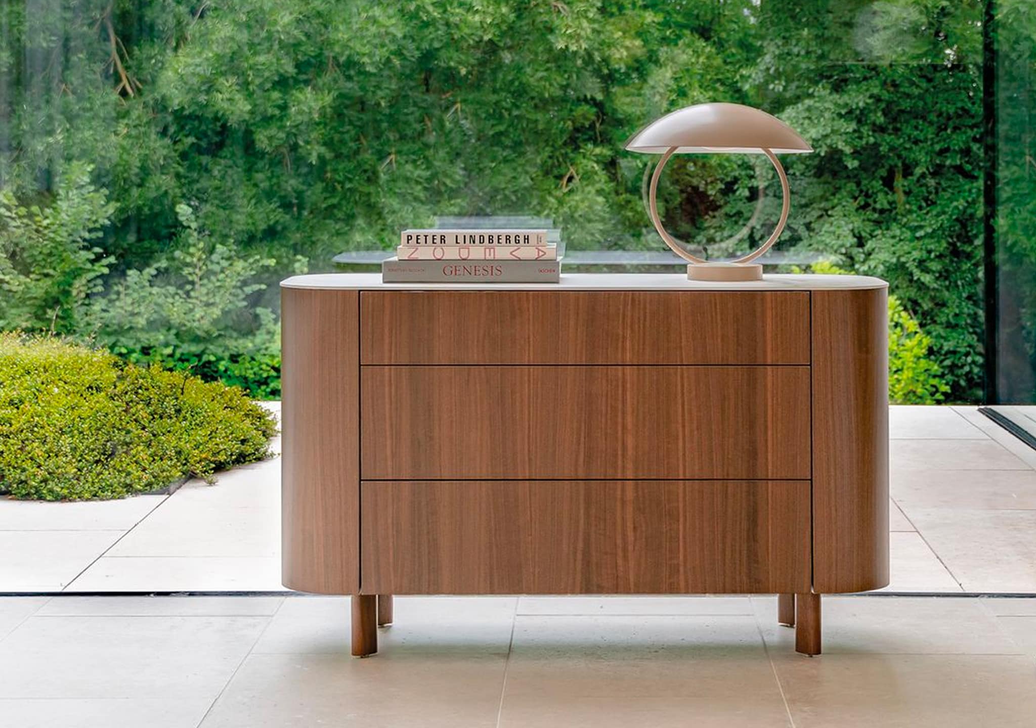 Tangent Table Lamp Taupe Curved Bedside Lamp in Taupe Beige