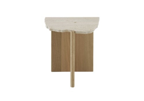 Rhea Occasional Table Light Oak and Travertine Side Table