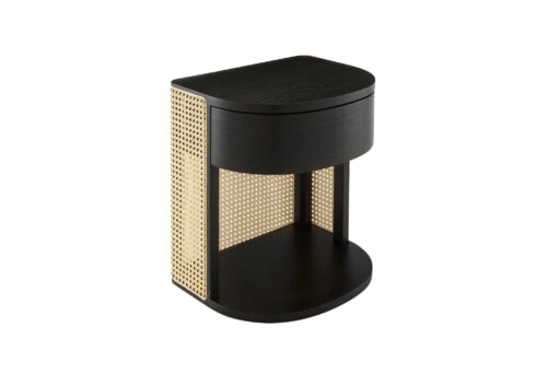 Tambour Bedside Table Solid Black Stained Oak Ligne Roset