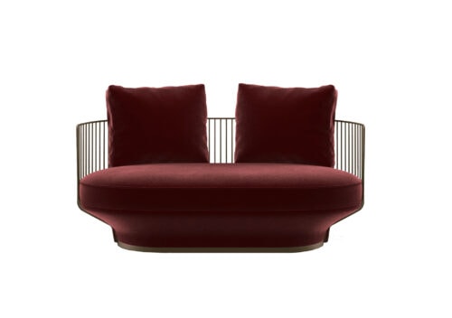 Wittmann: Paradise Bird Sofa in Velvet Bordeaux with Brass