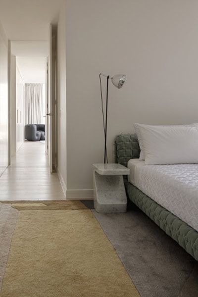 Ligne Roset: Ruche Bed in Harald Jade. Credit: Brock Beasley at Beach House, Broad Beach