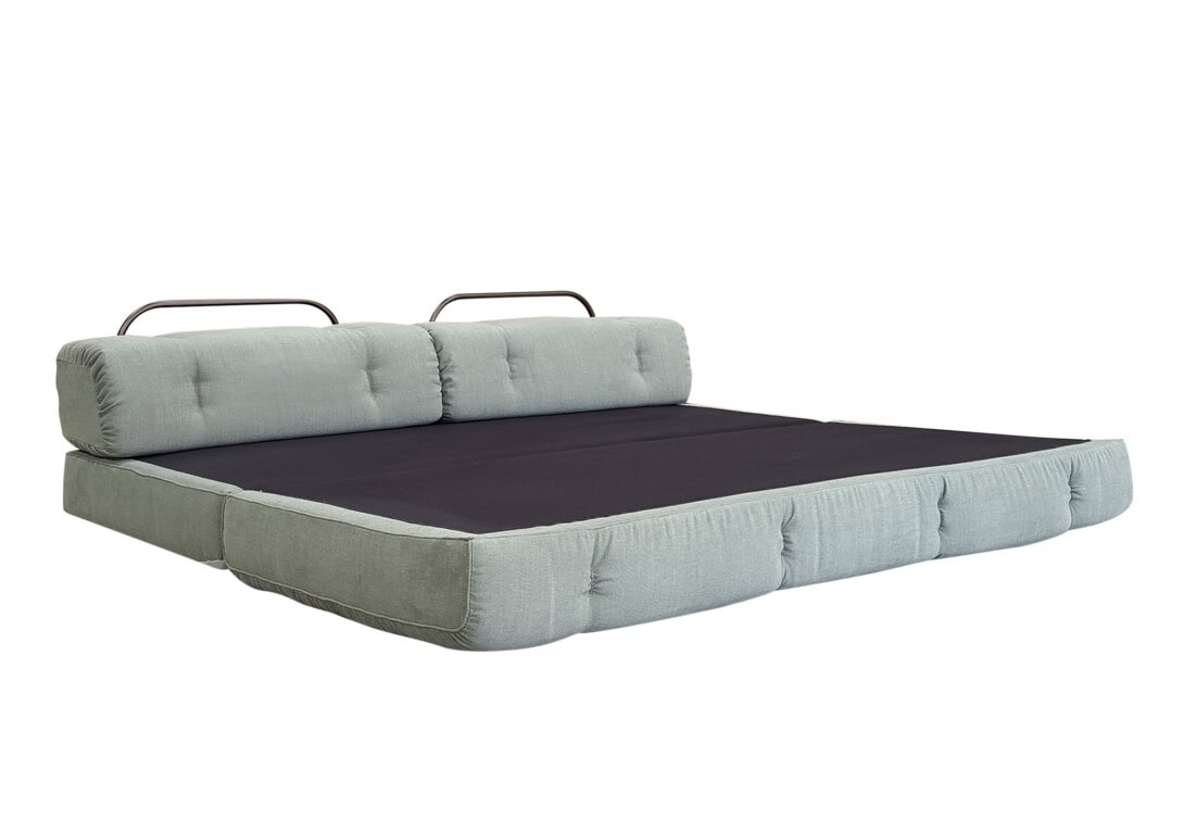 Wittmann Atrium Sofa: Double Granada Spinach Upholstery with Black lining