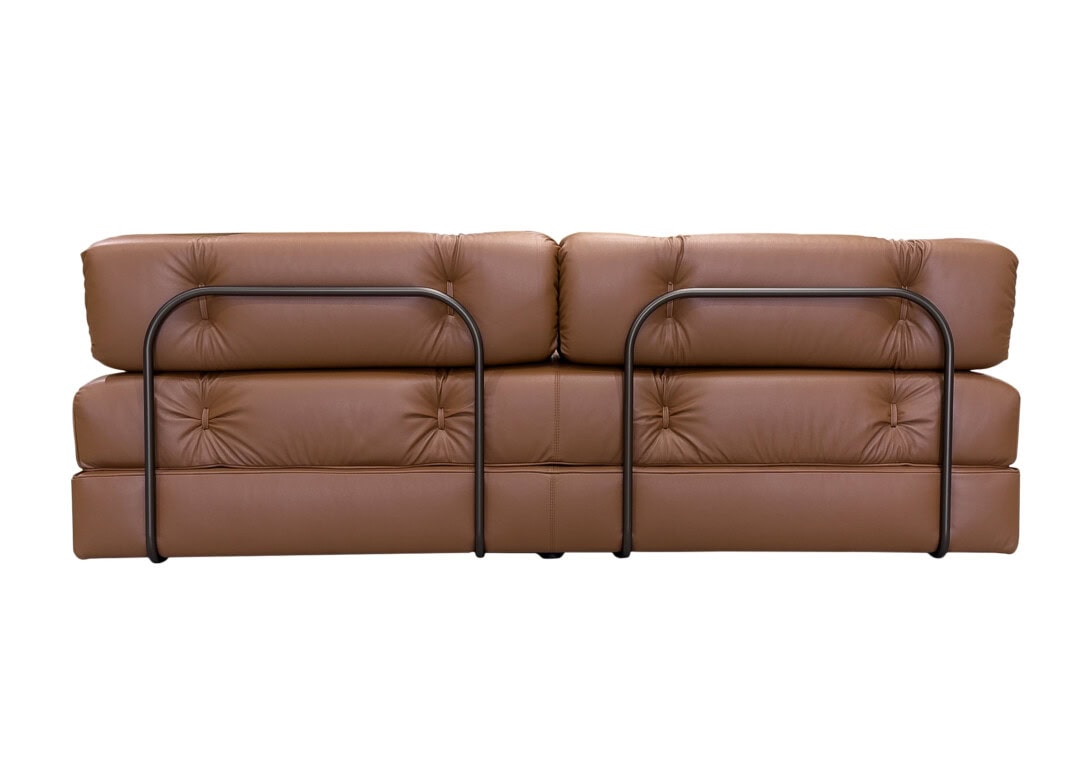 Wittmann Atrium Sofa: Double Color Cognac Leather Upholstery