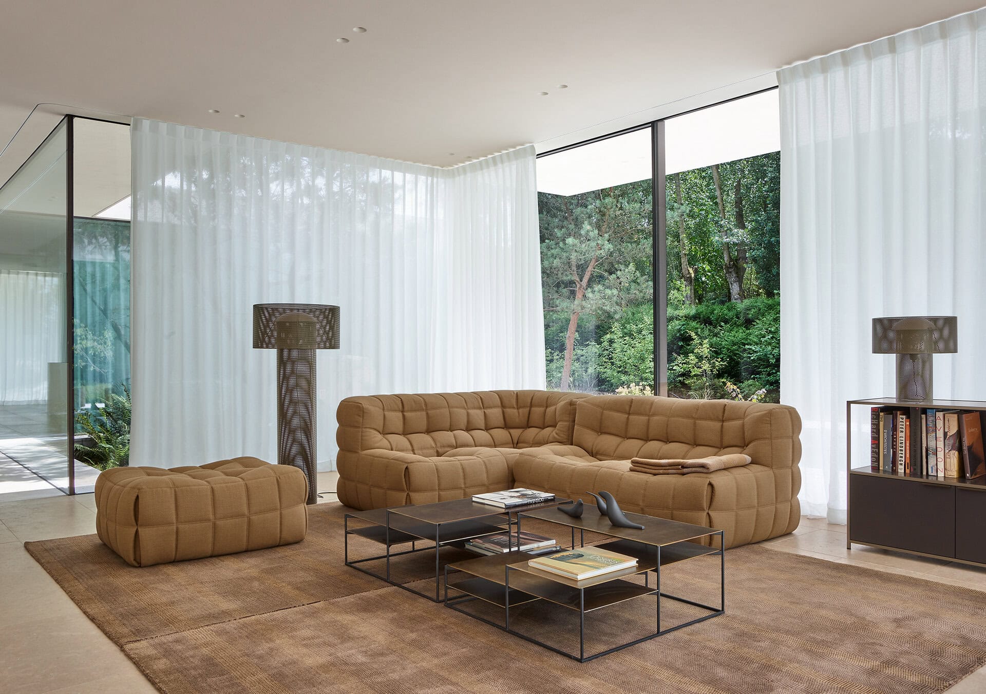 Ligne Roset Kashima Medium Settee and 1 Armed Settee with Ottoman