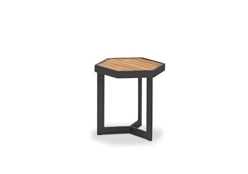 DOMO Outdoor Six Side Table: Charcoal Powder Coated Aluminium with Teak Top