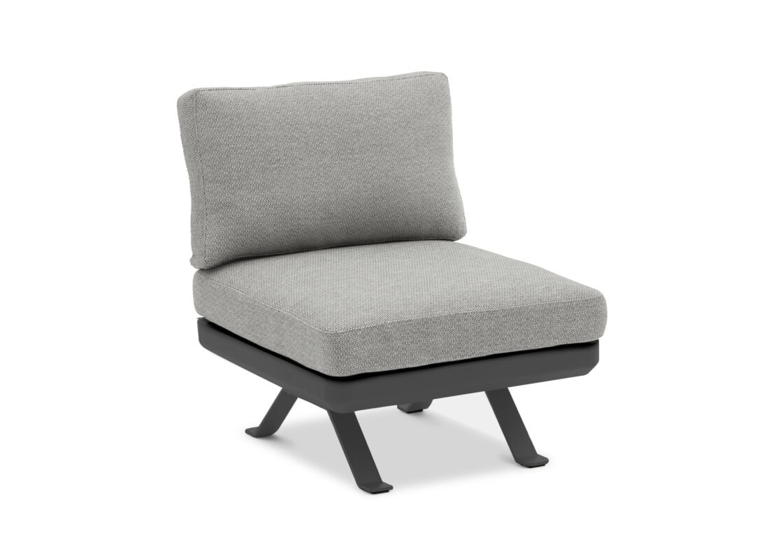 DOMO Outdoor Orlando 1 Seat Sofa Ottoman: Charcoal with Fontelina 163 Upholstery