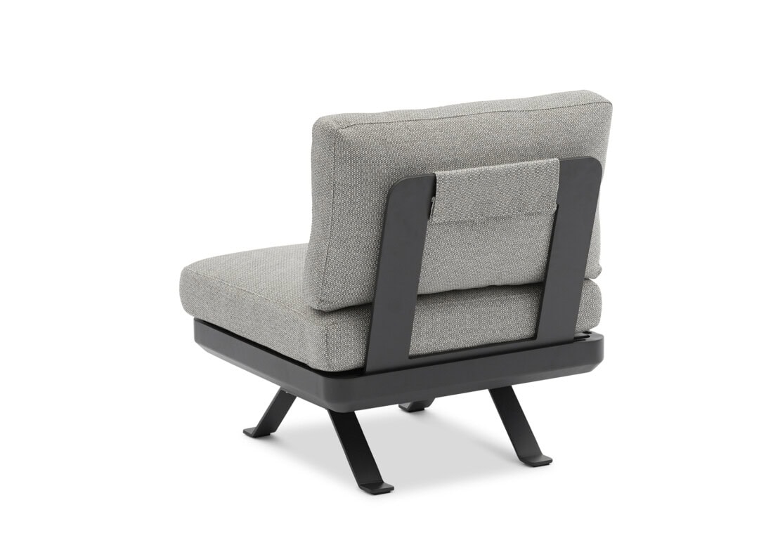 DOMO Outdoor Orlando 1 Seat Sofa Ottoman: Charcoal with Fontelina 163 Upholstery