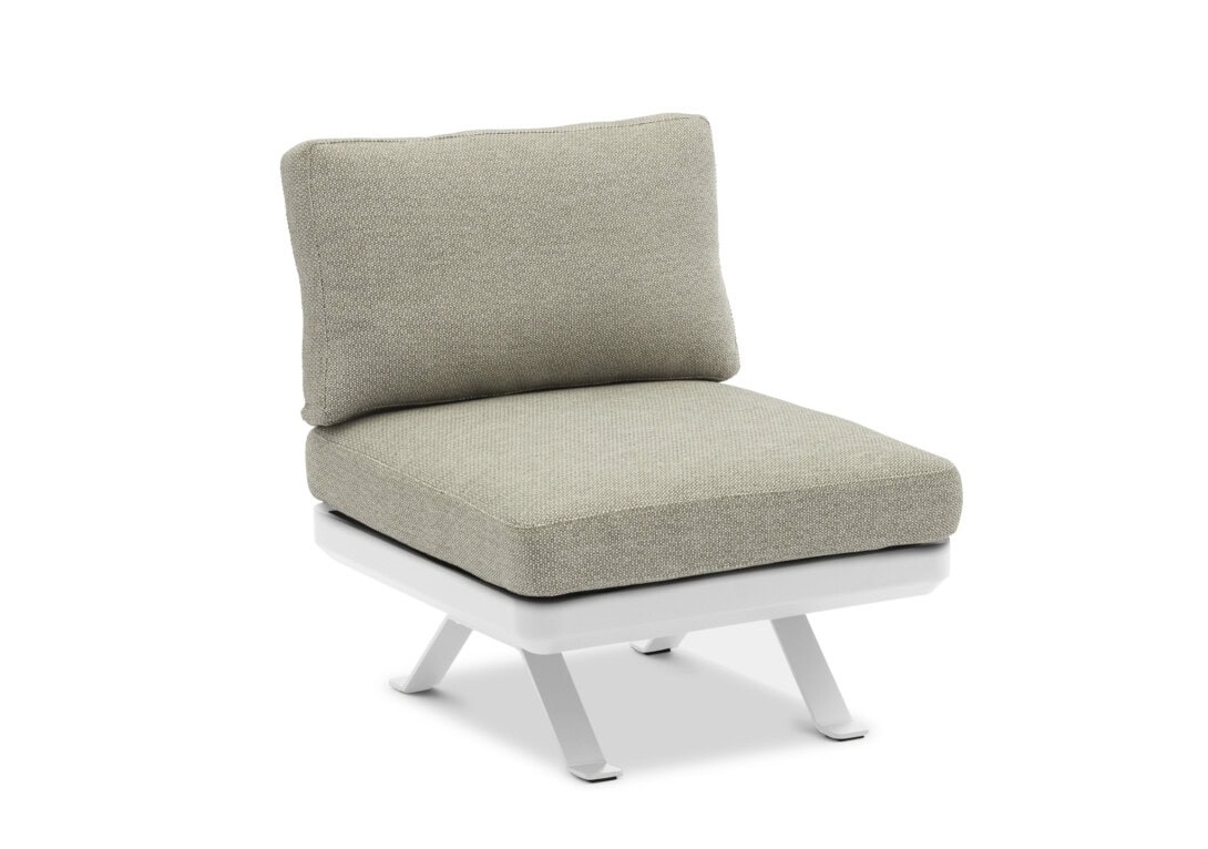 DOMO Outdoor Orlando 1 Seat Sofa Ottoman: White with Fontelina 025 Upholstery