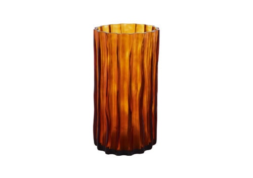 Ligne Roset Ribbed Vase: Amber Large