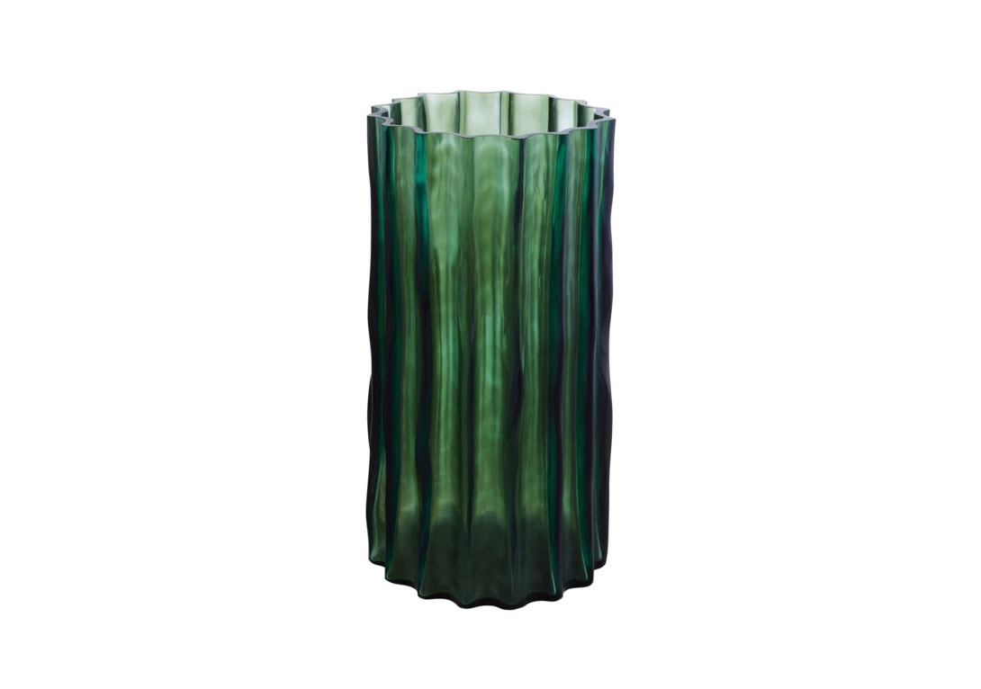 Ligne Roset Ribbed Vase: Green Large