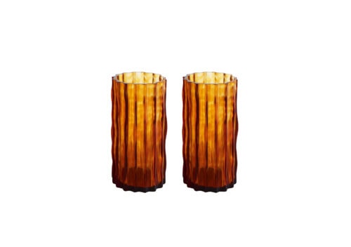 Ligne Roset Ribbed Set of 2 Vases: Amber Small