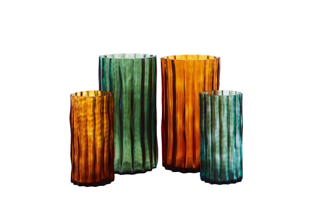 Ligne Roset Ribbed Vase Collection, sold separately.