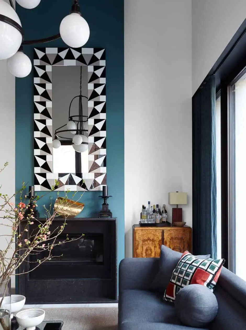 blue architectural design living room