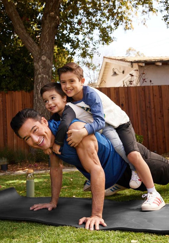 mario working out with sons