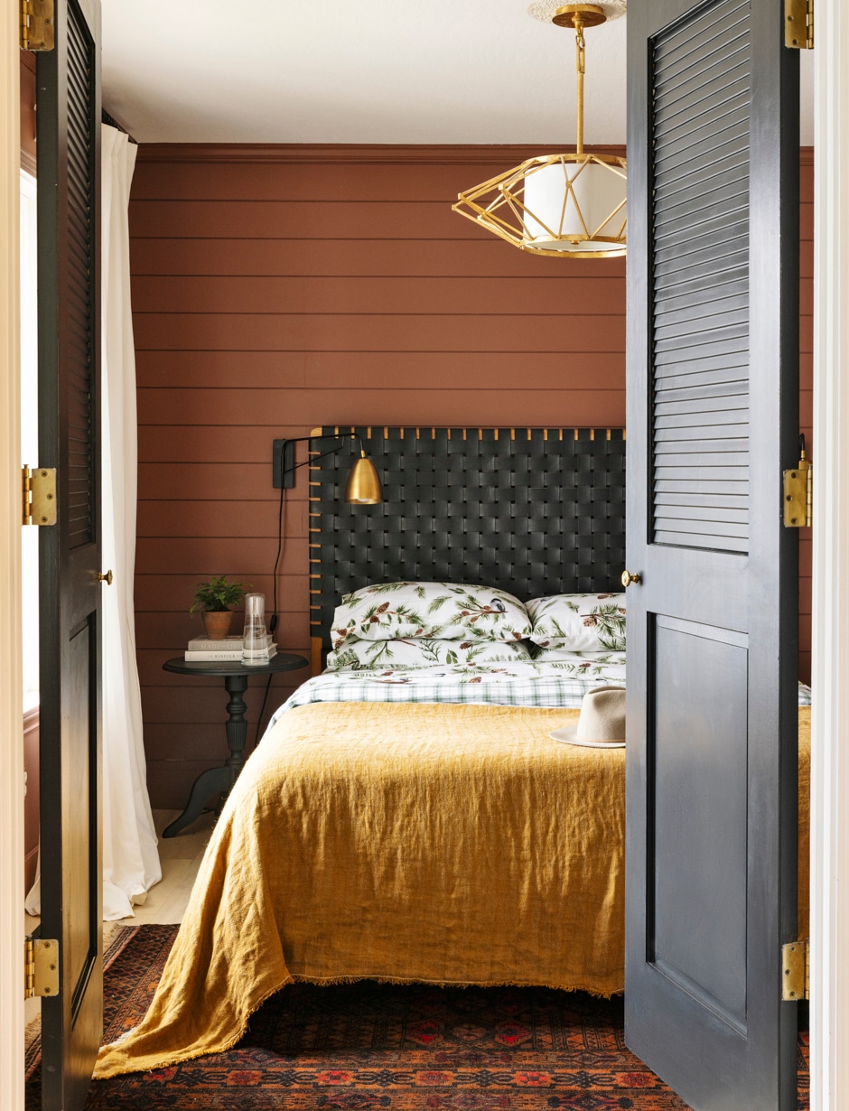 moody clay wall guest bedroom