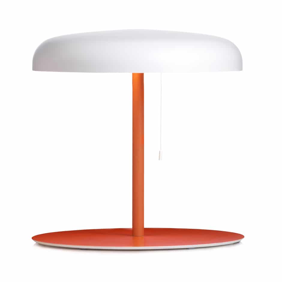 mushroom table lamp in red