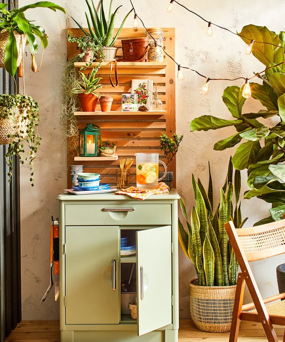 outdoor storage area with assorted greenery