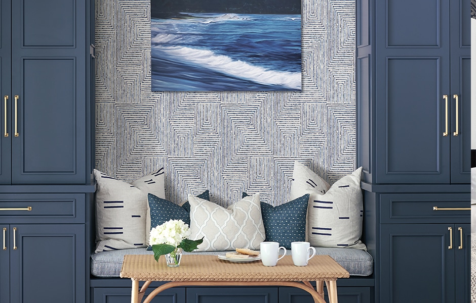 Merritt Indigo Geometric Scott Living Wallpaper
