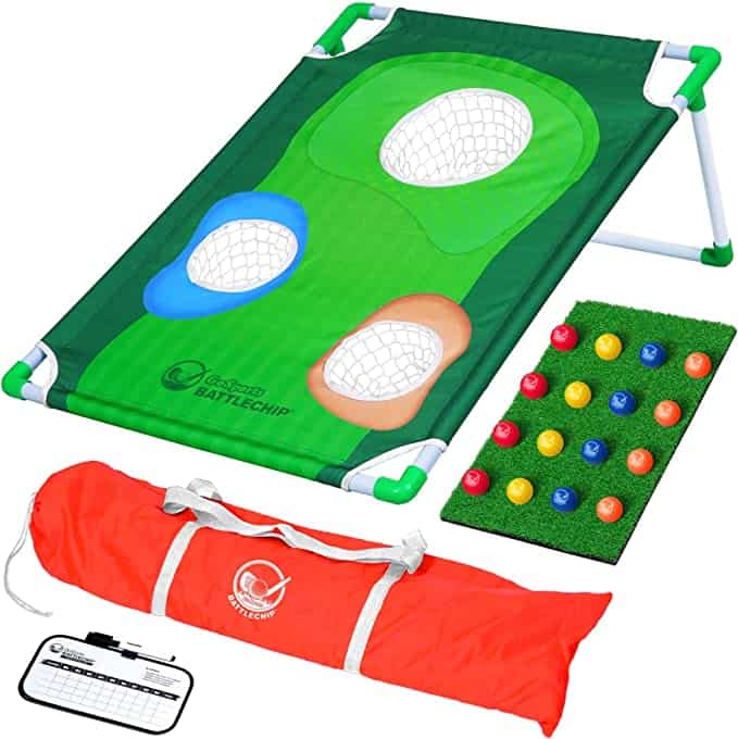 Golf chipping game set with target mat balls and carrying bag