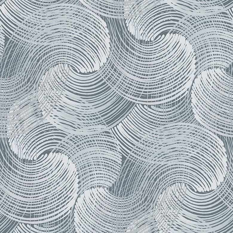 Abstract pattern with overlapping curved lines in shades of gray and white