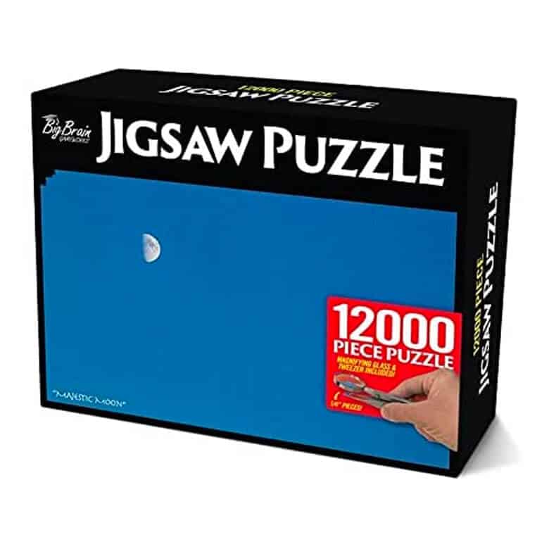 12,000-piece puzzle with blue sky and small moon design