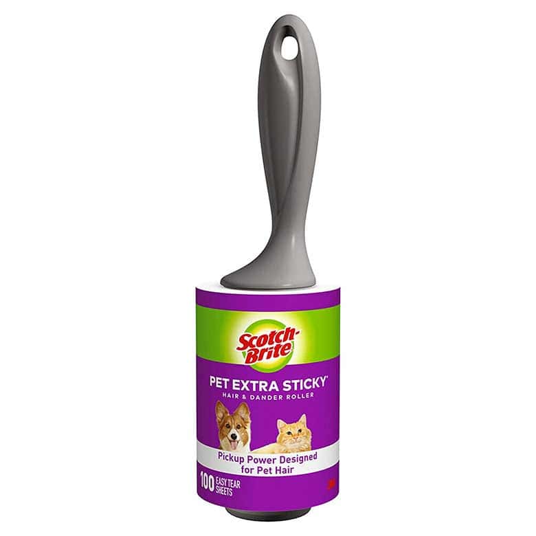 Scotch-Brite lint roller with extra sticky sheets for removing pet hair and dander