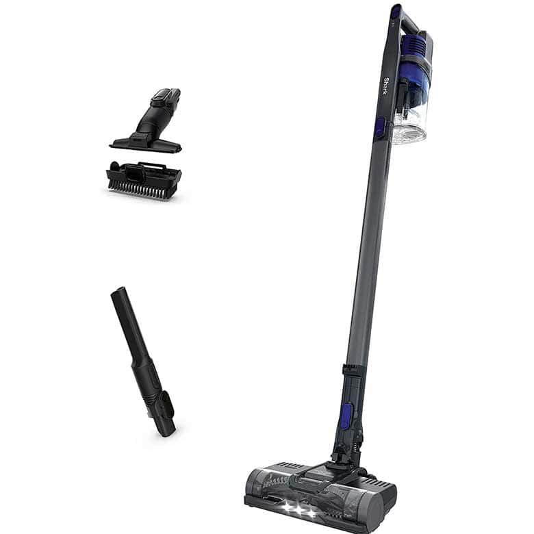 Cordless stick vacuum cleaner with LED lights and three detachable cleaning attachments