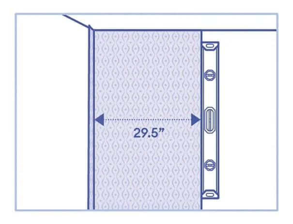 Drawing demonstrating how to start applying peel and stick wallpaper