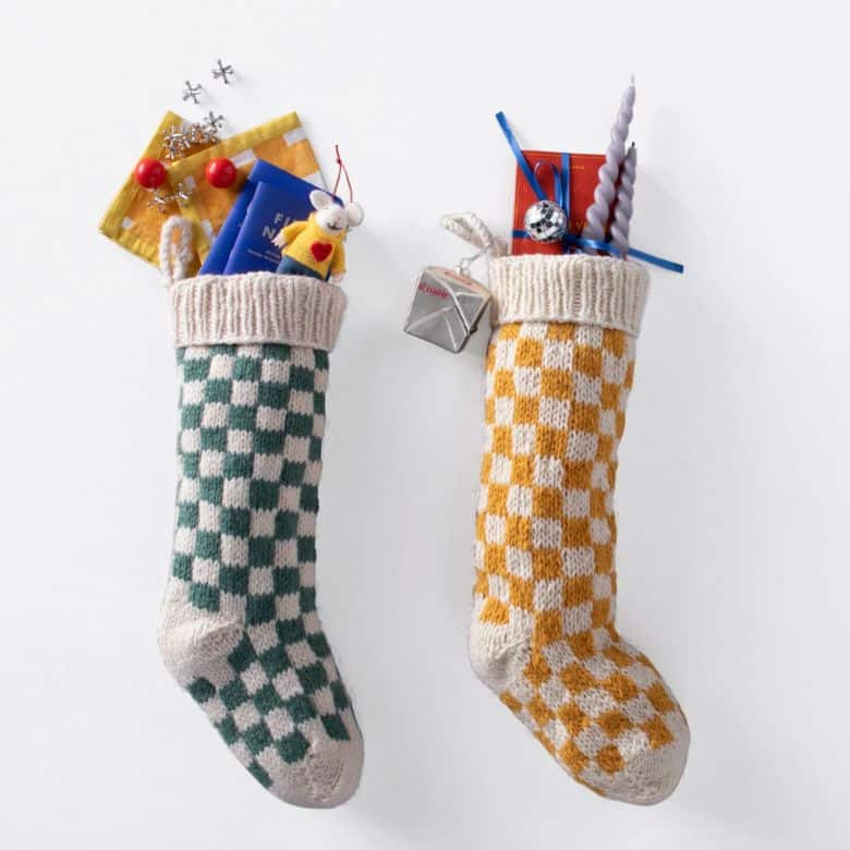 checker print christmas stockings