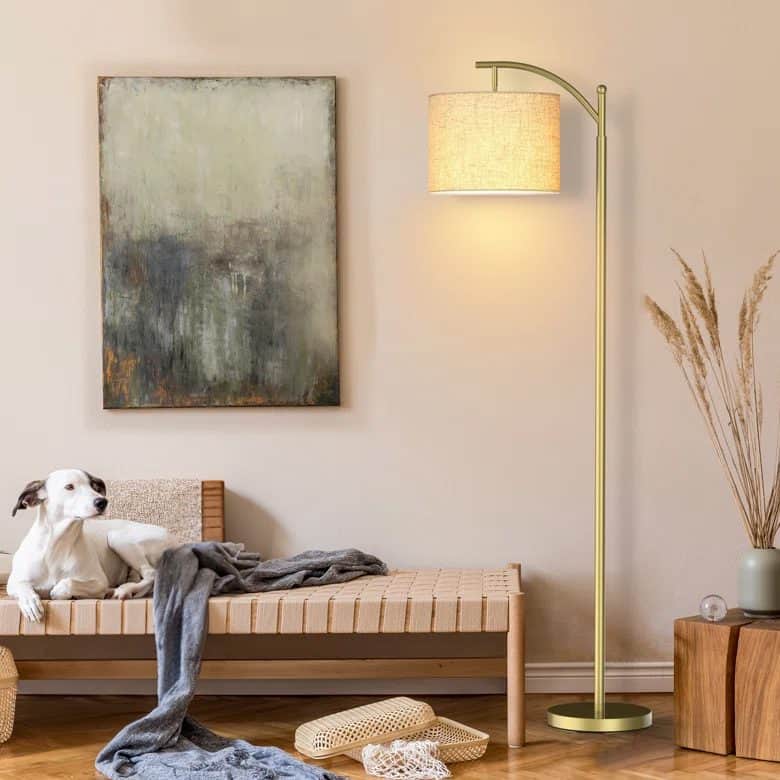 62" Arched Floor Lamp with Remote Control and Bulb Included
