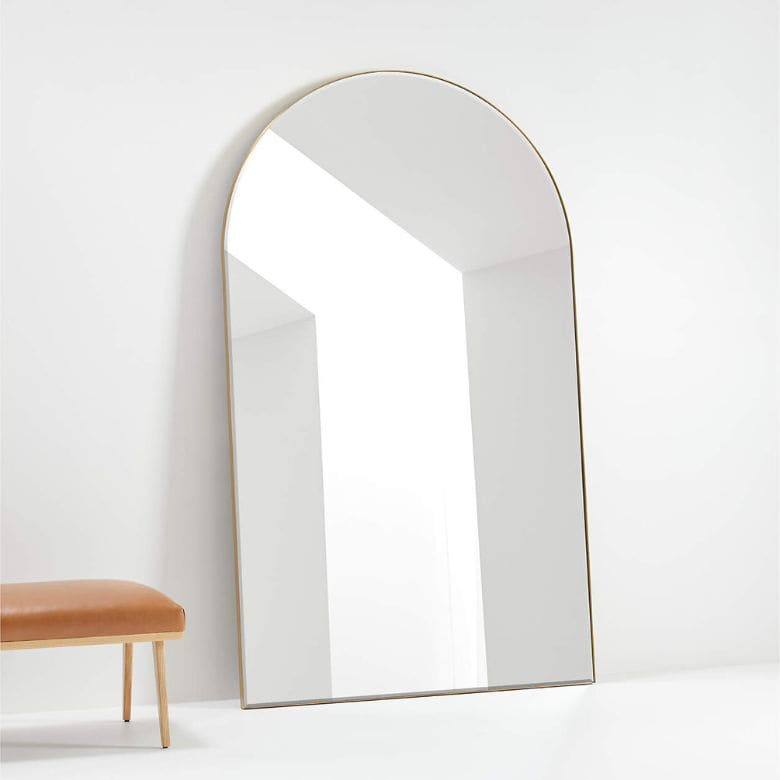 extra large edge brass floor mirror
