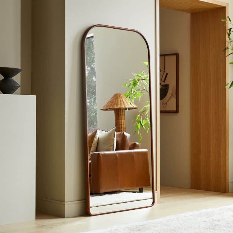streamline wood floor mirror