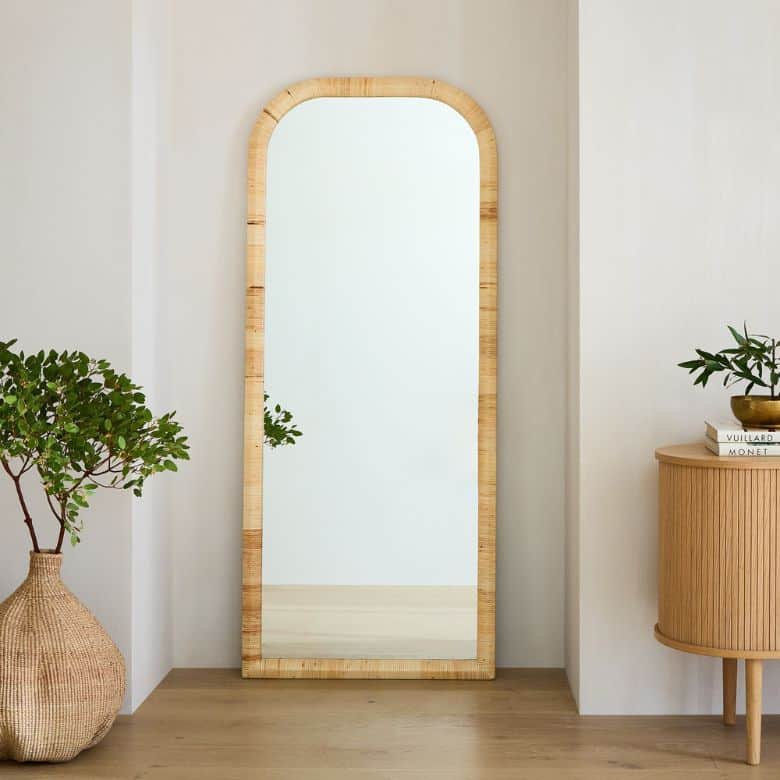 woven arch floor mirror