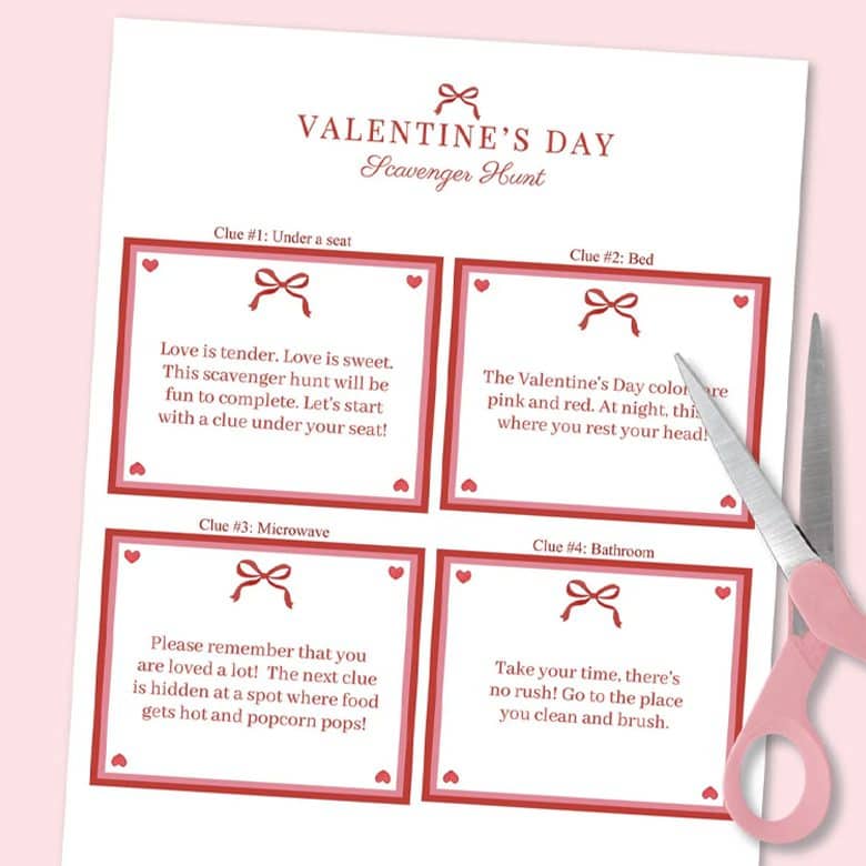 etsy printable valentine's day scavenger hunt