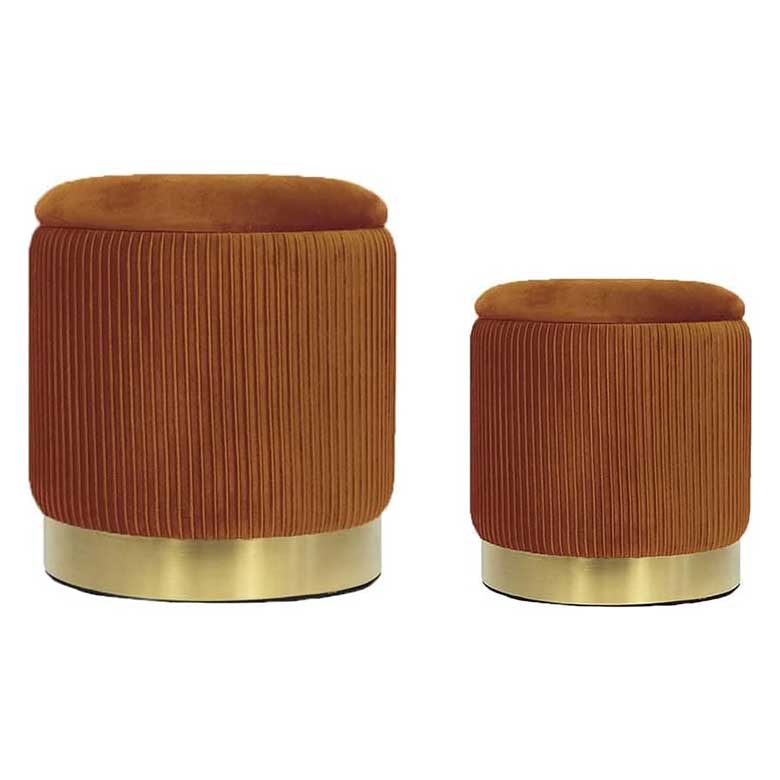 rust velvet storage ottoman