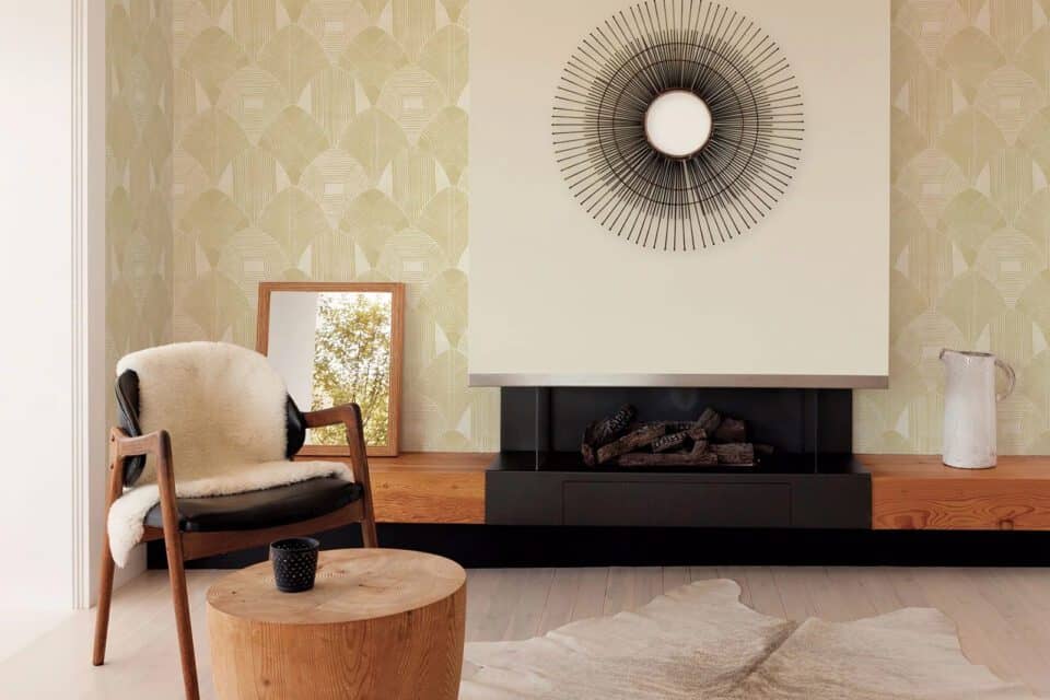 scott living wallpaper in bright-lit living room
