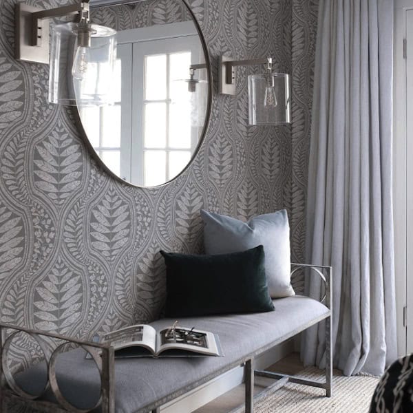 Scott Living Dark Grey Juno Floral Wallpaper